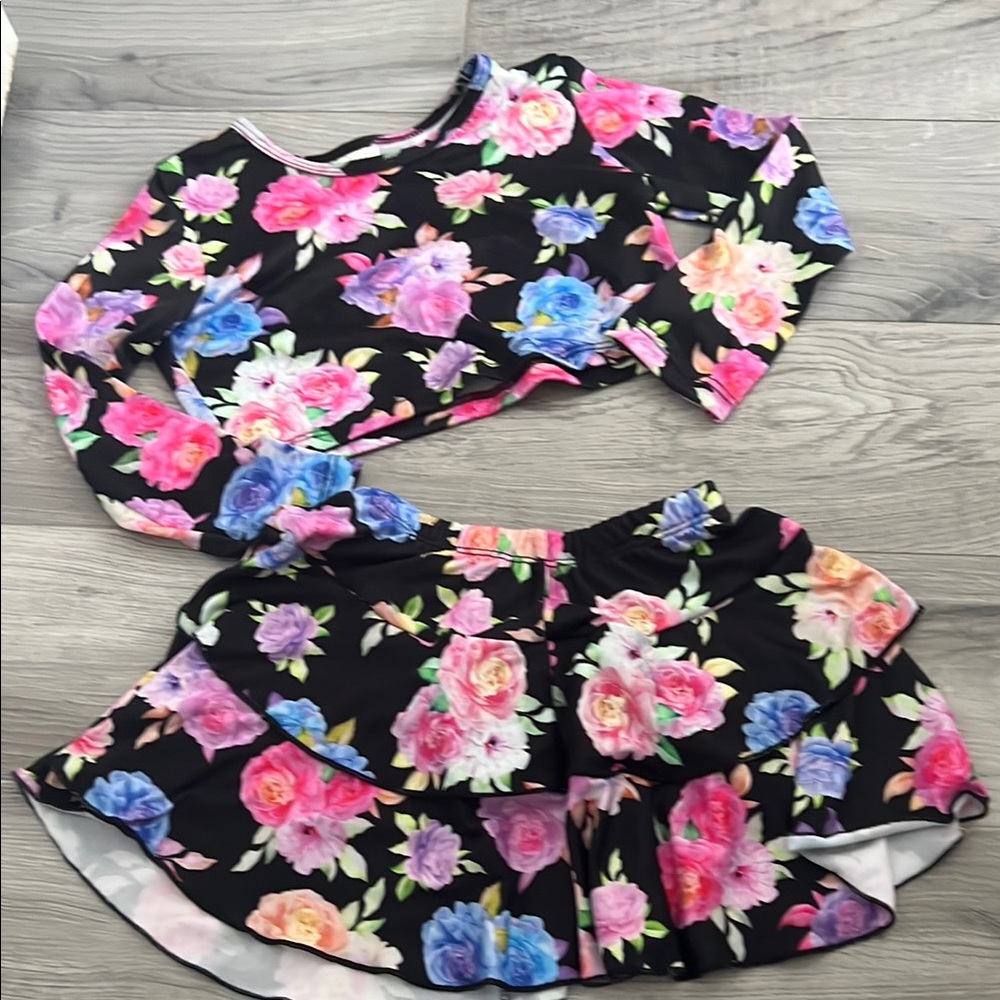 Floral Crop Top and Skirt Set - Size 4